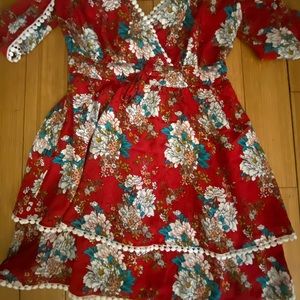 Vibrant flower detail midi dress